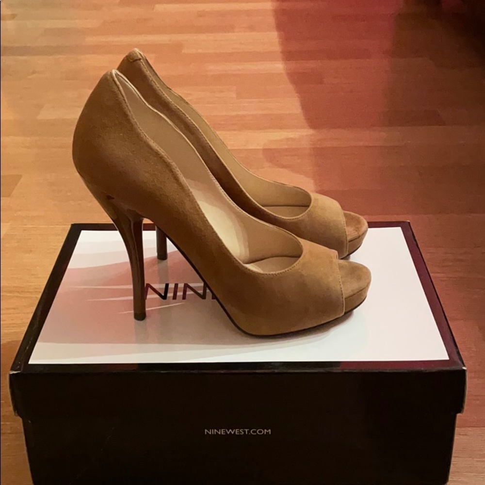 Suede Tan Nine West Heels